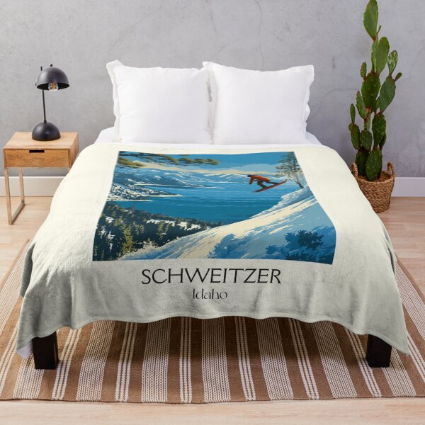 Item preview, Schweitzer Idaho Vintage Travel Poster | Snowboarding Mountain Art Print | Idaho Ski Resort Decor designed and sold by TuncGK.