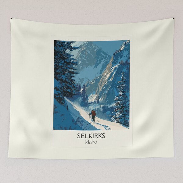 Item preview, Selkirk Mountains Idaho Vintage Poster | Backcountry Skiing Art Print | Idaho Panhandle Winter Decor designed and sold by TuncGK.