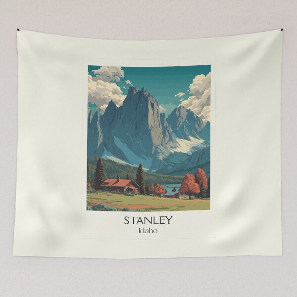 Item preview, Stanley Idaho Vintage Travel Poster | Sawtooth Mountain Cabin Art Print | Central Idaho Scenery Decor designed and sold by TuncGK.