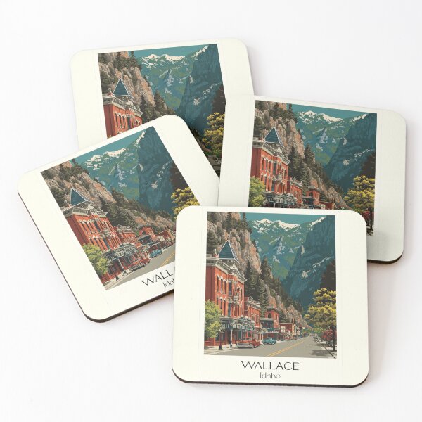Item preview, Wallace Idaho Vintage Travel Poster | Historic Silver Valley Town Art Print | North Idaho Decor designed and sold by TuncGK.