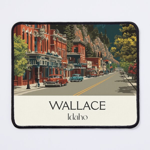 Item preview, Wallace Idaho Vintage Travel Poster | Historic Silver Valley Town Art Print | North Idaho Decor designed and sold by TuncGK.