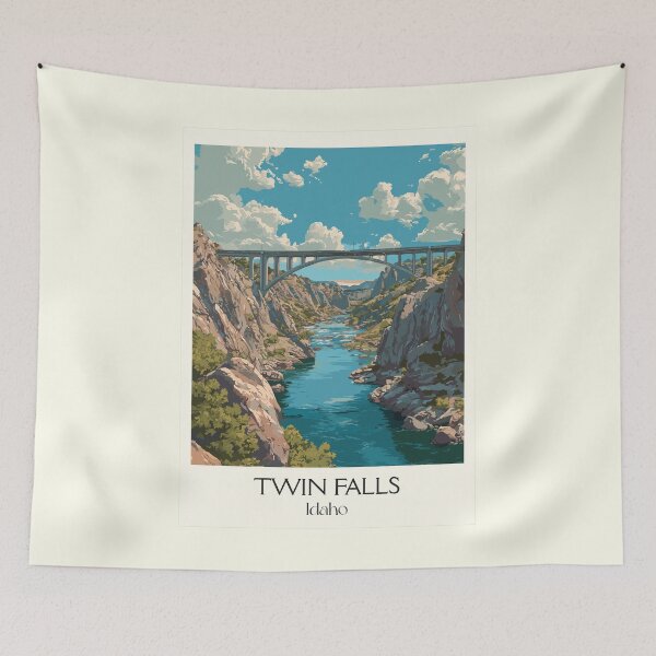 Item preview, Twin Falls Idaho Vintage Travel Poster | Perrine Bridge Canyon Art Print | Snake River Valley Decor designed and sold by TuncGK.