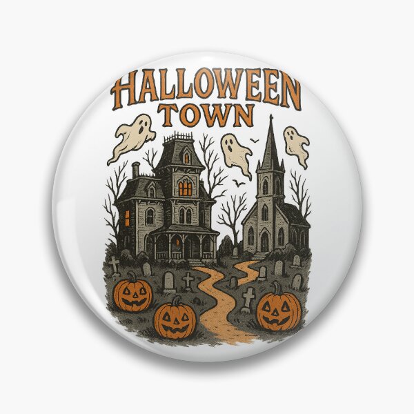 Artikelvorschau, Halloween-Stadt mit Spukhaus, Kirche, Friedhof und Kürbislaternen entworfen und verkauft von Bela Mehta.