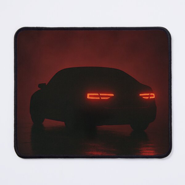 Item preview, Minimalist Car Silhouette with Red Neon Taillights – Dark Moody designed and sold by PosterFuel.