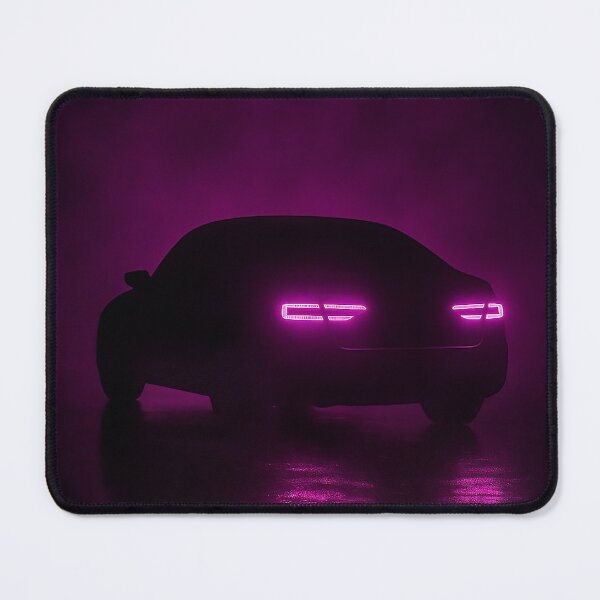 Item preview, Minimalist Car Silhouette with Magenta Neon Taillights – Dark Moody designed and sold by PosterFuel.