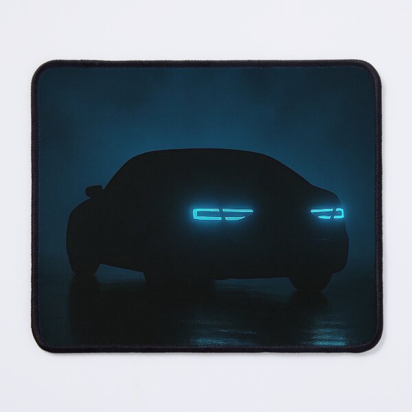 Item preview, Copy of Minimalist Car Silhouette with Cyan Neon Taillights – Dark Moody designed and sold by PosterFuel.