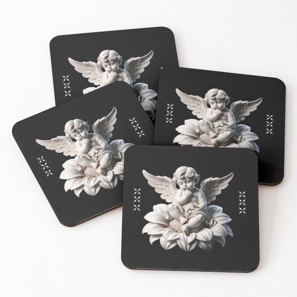Item preview, Serene Angel Statue on Blooming Flower – Vintage Heavenly Art Design designed and sold by Broken Minimalister.