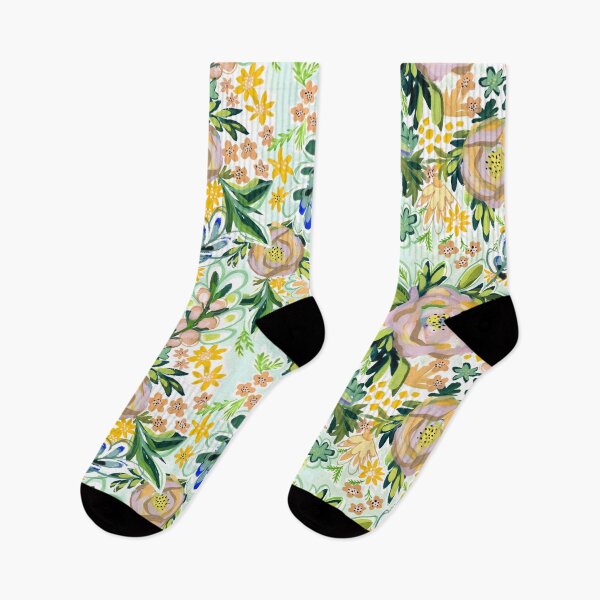 Item preview, Summer Florals Orange and mint pattern designed and sold by Crimson-thyme.