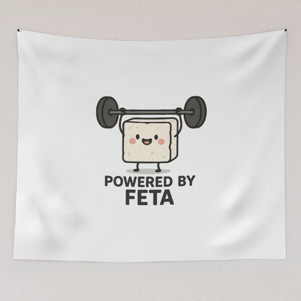 Item preview, Powered by Feta – Funny Greek Food Pun designed and sold by MellowPeach.