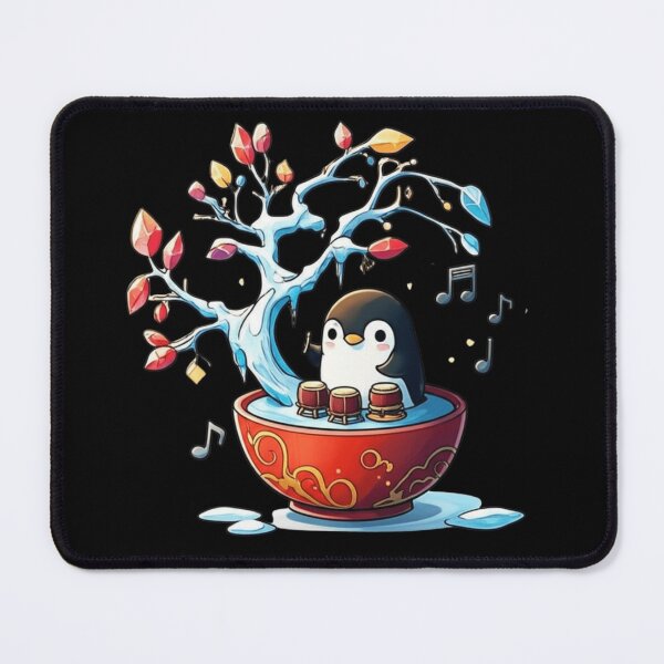 Item preview, Chibi Penguin with Ice Crystal Tree and Drums – Cute Kawaii Japanese Winter Design designed and sold by ColorSplash123.