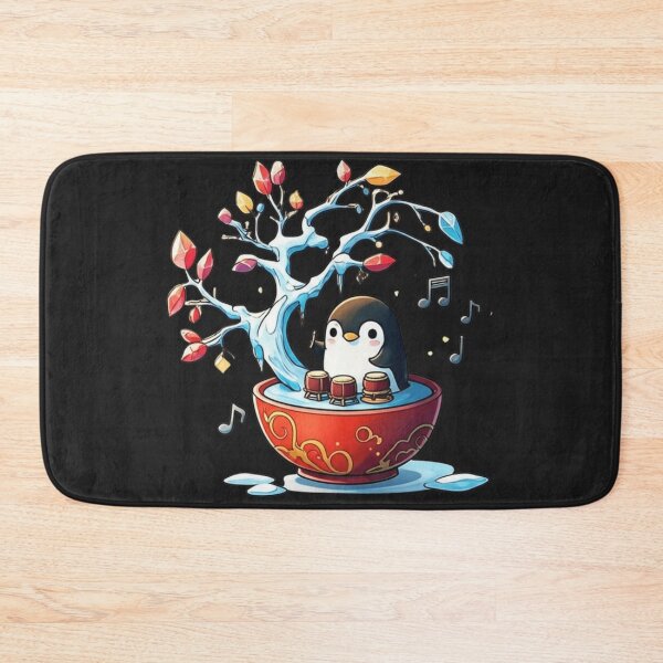 Item preview, Chibi Penguin with Ice Crystal Tree and Drums – Cute Kawaii Japanese Winter Design designed and sold by ColorSplash123.