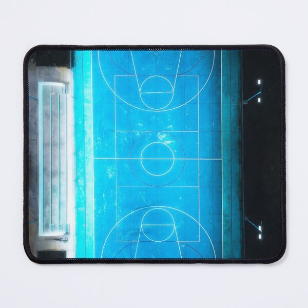Item preview, aerial view the dead Ablue-colored basketball court at night designed and sold by Serginujhe.