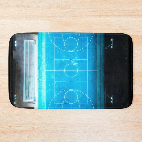 Item preview, aerial view the dead Ablue-colored basketball court at night designed and sold by Serginujhe.