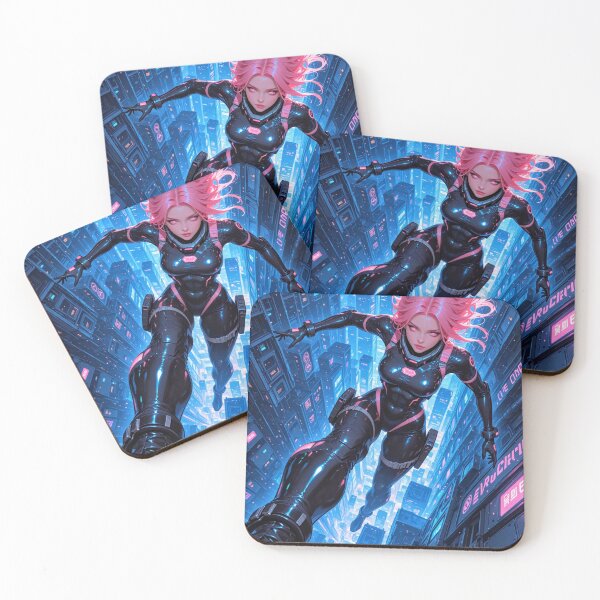 Item preview, Cyberpunk anime girl running in the city designed and sold by Planet Utoppia.