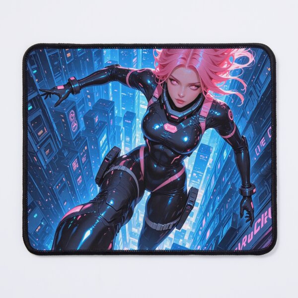Item preview, Cyberpunk anime girl running in the city designed and sold by Planet Utoppia.