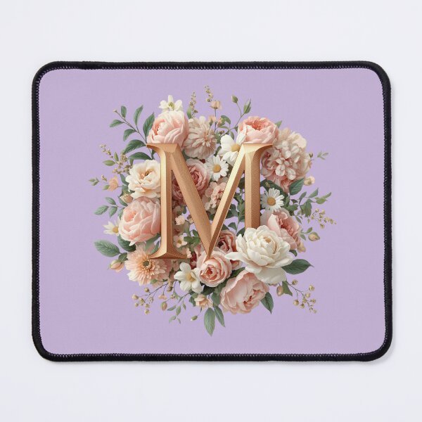 Item preview, Floral Monogram Letter M Wall Art – Elegant Gold Initial M with Roses & Peonies | Personalized Wedding Gift, Nursery Decor, Feminine Botanical Initial M Print designed and sold by AmenAlways.