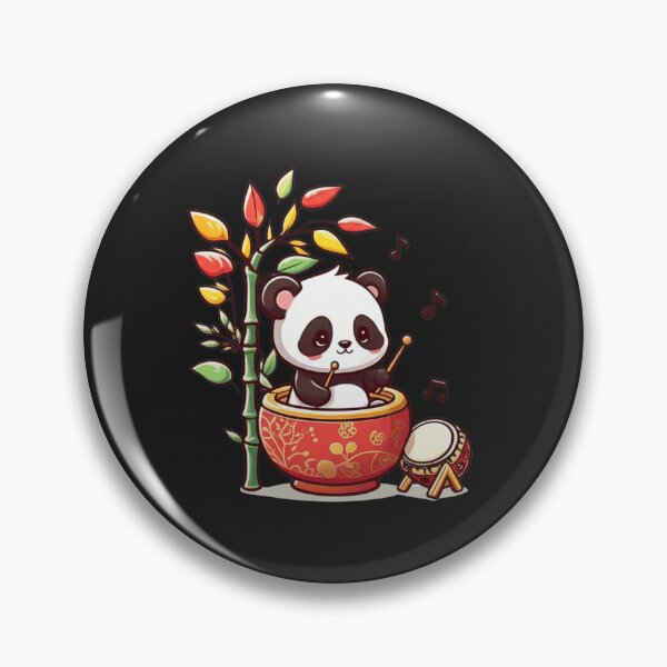 Item preview, Chibi Panda with Bamboo Tree and Drumsticks – Cute Kawaii Japanese Music Design designed and sold by ColorSplash123.