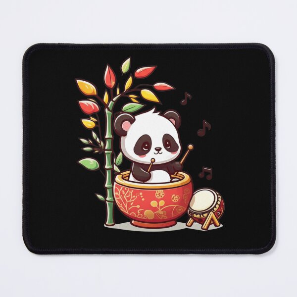 Item preview, Chibi Panda with Bamboo Tree and Drumsticks – Cute Kawaii Japanese Music Design designed and sold by ColorSplash123.