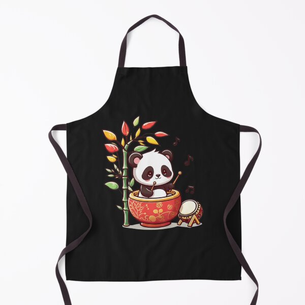 Item preview, Chibi Panda with Bamboo Tree and Drumsticks – Cute Kawaii Japanese Music Design designed and sold by ColorSplash123.