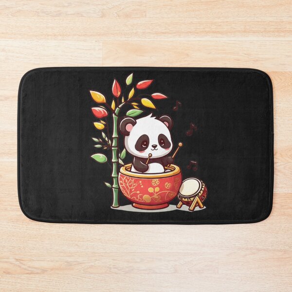 Item preview, Chibi Panda with Bamboo Tree and Drumsticks – Cute Kawaii Japanese Music Design designed and sold by ColorSplash123.