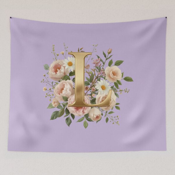 Item preview, Floral Monogram Letter L Wall Art – Elegant Gold Initial L with Roses & Peonies | Personalized Wedding Gift, Nursery Decor, Feminine Botanical Initial L Print designed and sold by AmenAlways.