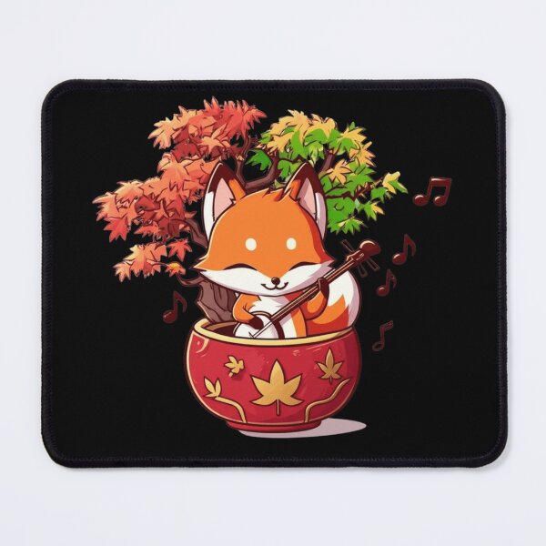 Item preview, Chibi Fox with Maple Tree and Shamisen – Cute Kawaii Japanese Autumn Music Designic Design designed and sold by ColorSplash123.