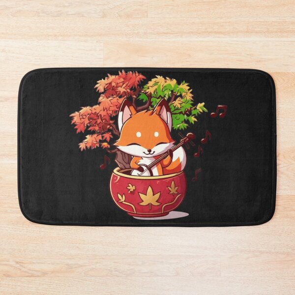 Item preview, Chibi Fox with Maple Tree and Shamisen – Cute Kawaii Japanese Autumn Music Designic Design designed and sold by ColorSplash123.