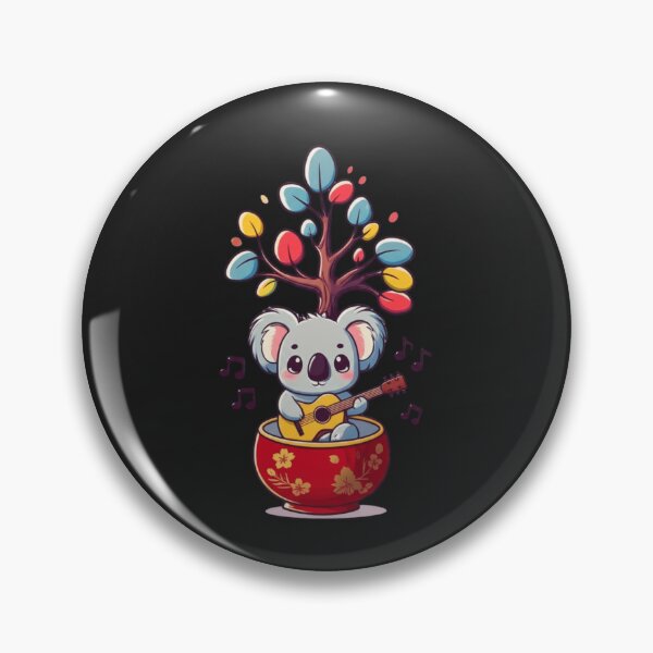 Item preview, Chibi Koala with Eucalyptus Tree and Guitar – Cute Kawaii Japanese Music Design designed and sold by ColorSplash123.