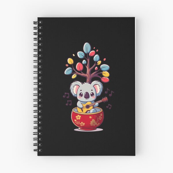 Item preview, Chibi Koala with Eucalyptus Tree and Guitar – Cute Kawaii Japanese Music Design designed and sold by ColorSplash123.