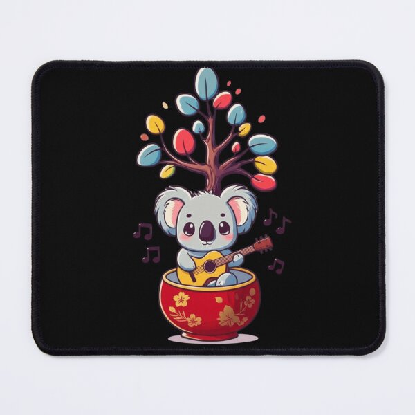 Item preview, Chibi Koala with Eucalyptus Tree and Guitar – Cute Kawaii Japanese Music Design designed and sold by ColorSplash123.