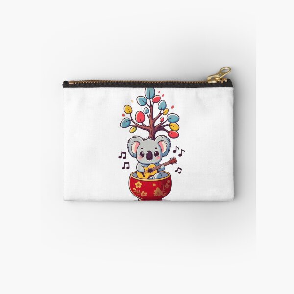 Item preview, Chibi Koala with Eucalyptus Tree and Guitar – Cute Kawaii Japanese Music Design designed and sold by ColorSplash123.