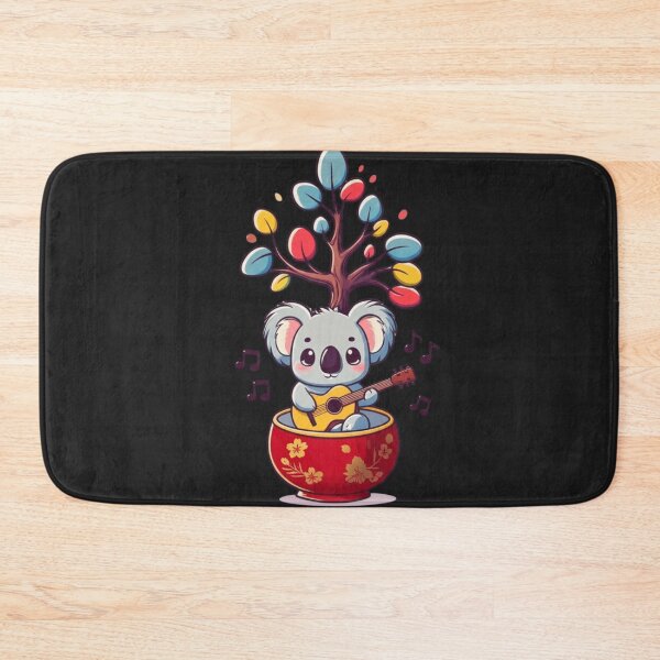 Item preview, Chibi Koala with Eucalyptus Tree and Guitar – Cute Kawaii Japanese Music Design designed and sold by ColorSplash123.