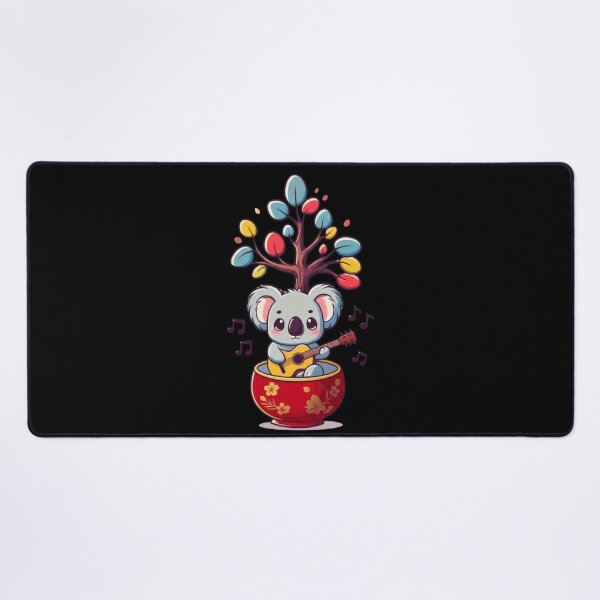 Item preview, Chibi Koala with Eucalyptus Tree and Guitar – Cute Kawaii Japanese Music Design designed and sold by ColorSplash123.