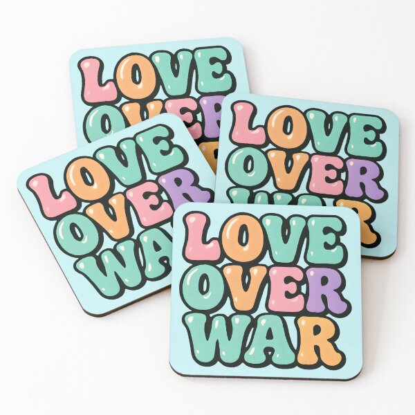 Item preview, Love Over War 70s Retro Bubble Letter Design designed and sold by PrintandJoy.