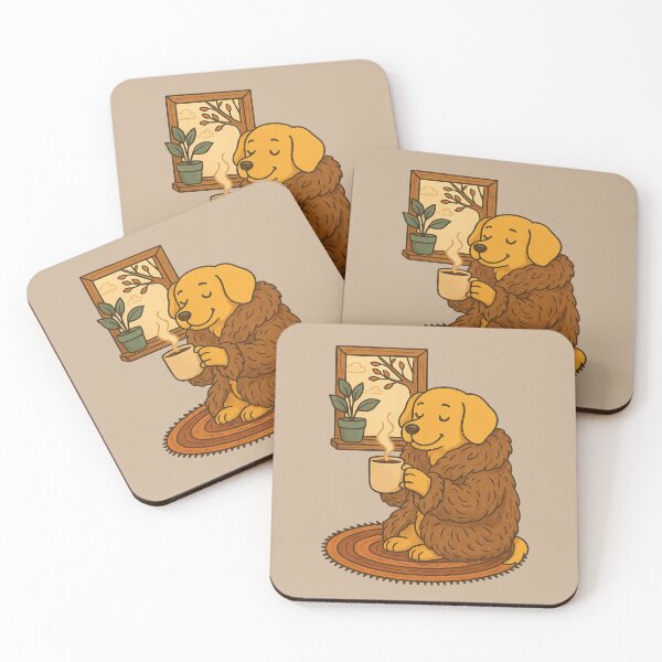 Item preview, Cosy Autumn Dog with Coffee – Warm Fall Vibes designed and sold by NoirAuraX.