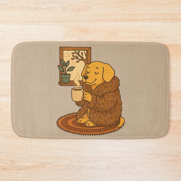 Item preview, Cosy Autumn Dog with Coffee – Warm Fall Vibes designed and sold by NoirAuraX.