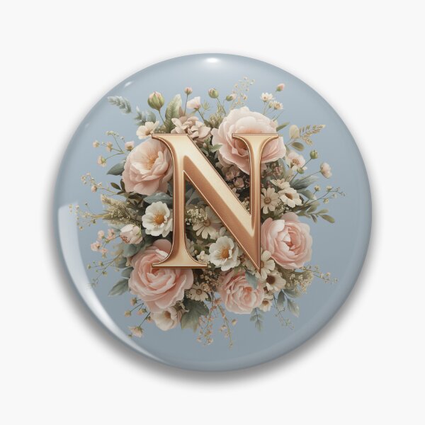 Item preview, Floral Monogram Letter N Wall Art – Elegant Gold Initial N with Roses & Peonies | Personalized Wedding Gift, Nursery Decor, Feminine Botanical Initial N Print designed and sold by AmenAlways.