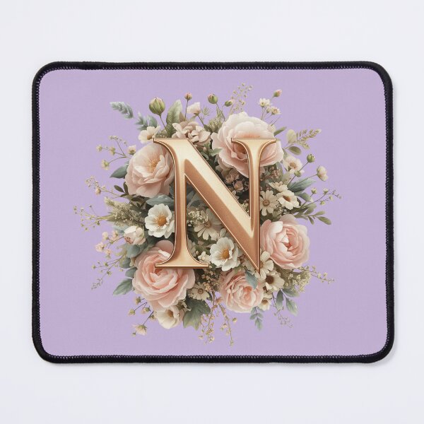 Item preview, Floral Monogram Letter N Wall Art – Elegant Gold Initial N with Roses & Peonies | Personalized Wedding Gift, Nursery Decor, Feminine Botanical Initial N Print designed and sold by AmenAlways.