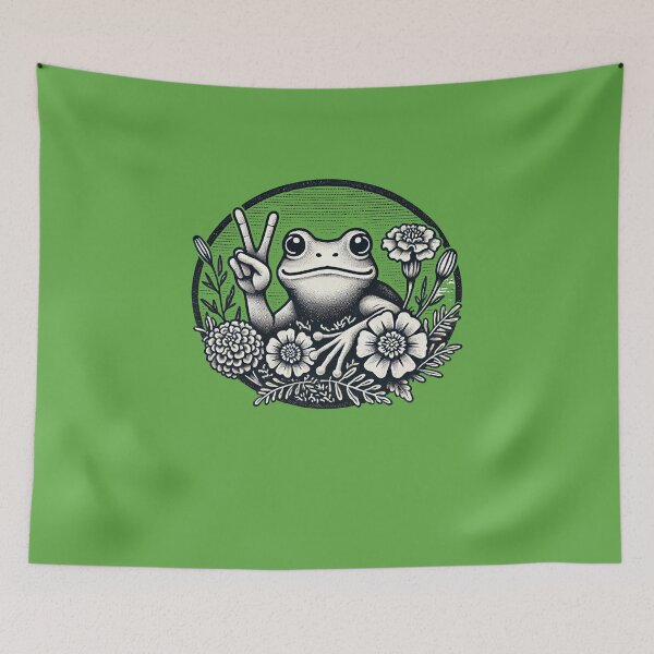 Item preview, Peace Frog Retro Hippie Boho Nature Love Harmony Design designed and sold by FrictionMaxxing.