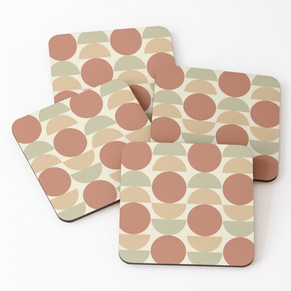 Item preview, Mid Century Circles and Half Circles In Terracotta Sage and Tan  designed and sold by Yasminepatterns .