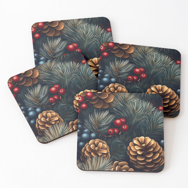 Item preview, Holly Berries and Pinecones Seamless Pattern Design designed and sold by MamaDong.