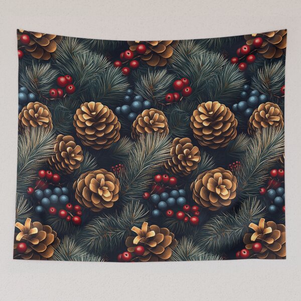 Item preview, Holly Berries and Pinecones Seamless Pattern Design designed and sold by MamaDong.