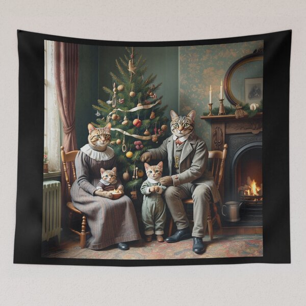 Item preview, Christmas with the victorian Cat family designed and sold by Vintage Designs +.