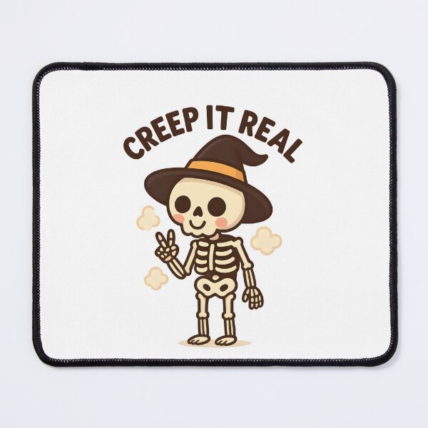 Artikelvorschau, Creep it Real – Lustiges Kawaii Skelett Halloween Design entworfen und verkauft von Cat & Coffee Studio.