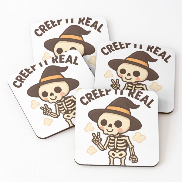 Artikelvorschau, Creep it Real – Lustiges Kawaii Skelett Halloween Design entworfen und verkauft von Cat & Coffee Studio.