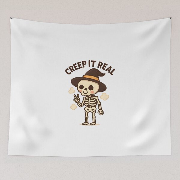 Artikelvorschau, Creep it Real – Lustiges Kawaii Skelett Halloween Design entworfen und verkauft von Cat & Coffee Studio.