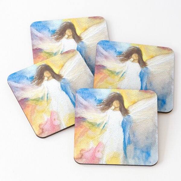 Item preview, Rainbow Angel Watercolor Painting Spiritual Guardian Art, Celestial  designed and sold by Monika Howarth.