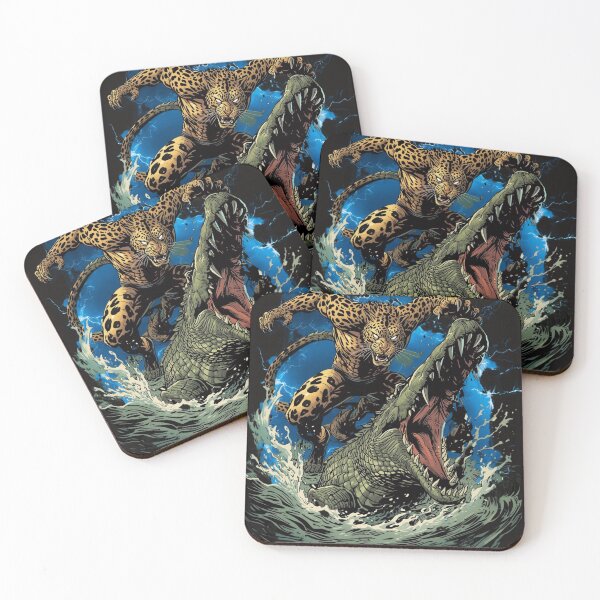 Item preview, Leopard vs. Crocodile Comic Artwork | Vintage Graphic 90s Style | Retro Animal Design - Men & Women | Wild Animal Motif designed and sold by VintageVisionCulture.