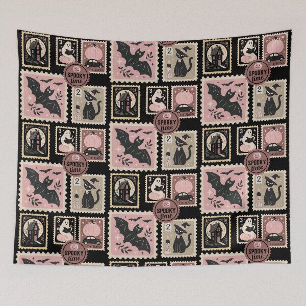 Item preview, Pink Aesthetic Halloween Postal Stamps designed and sold by PG Illustration.