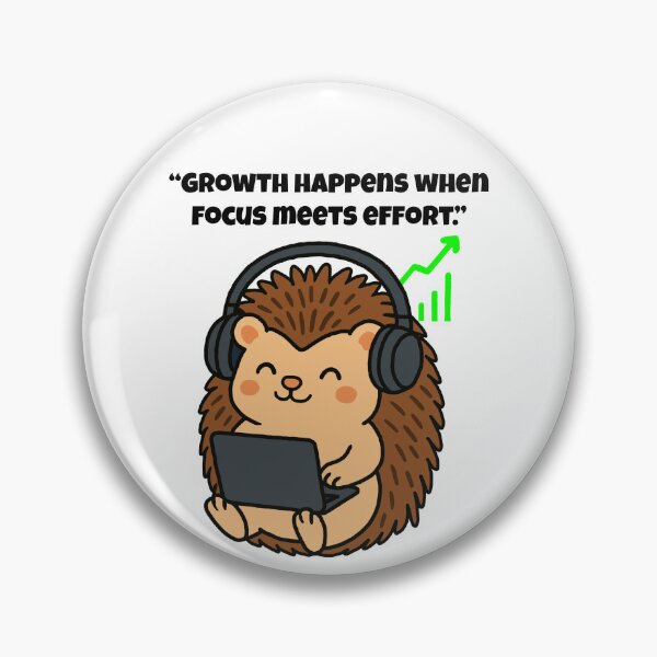 Item preview, Focus Meets Effort – Motivated Hedgehog with Headphones designed and sold by Latitude 1°N.